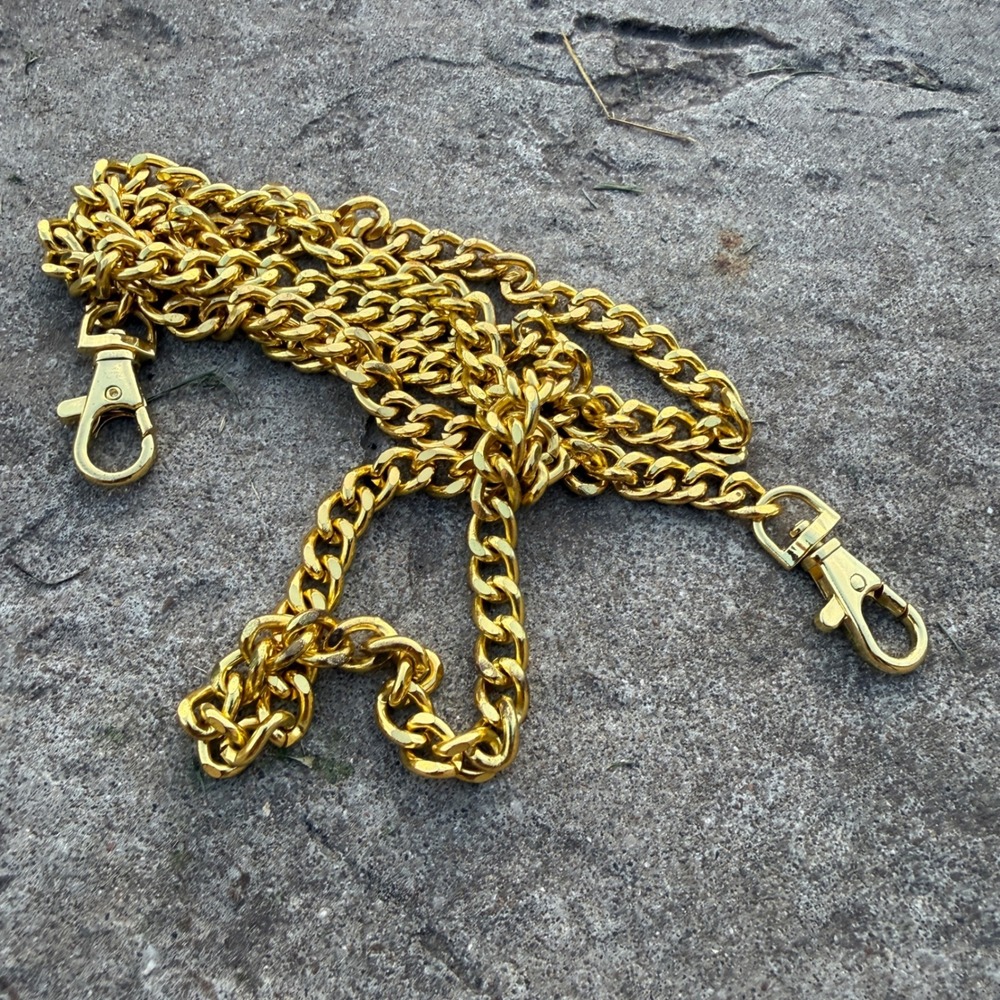 Gold Curb Chain Handbag Strap Crossbody Replacement Swivel Clasps 42.5 Inch